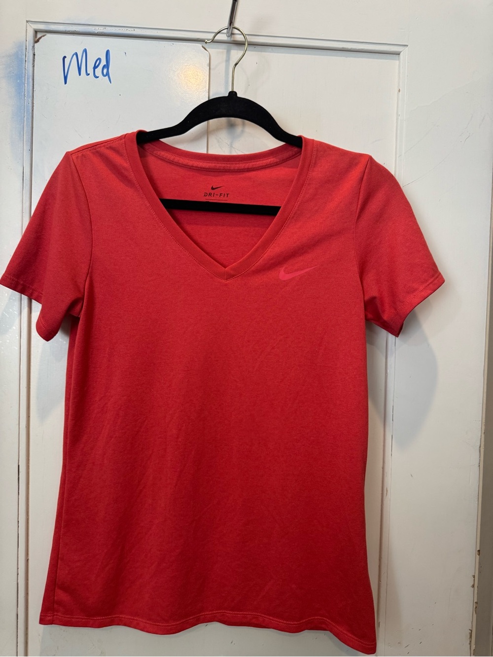 Nike Women’s Dri-FIT V-Neck Tee — Coral